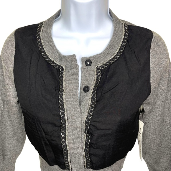 NWT ROBBI & NIKKI Women’s Grey Wool & Silk Cardigan Sz XS - Picture 2 of 5